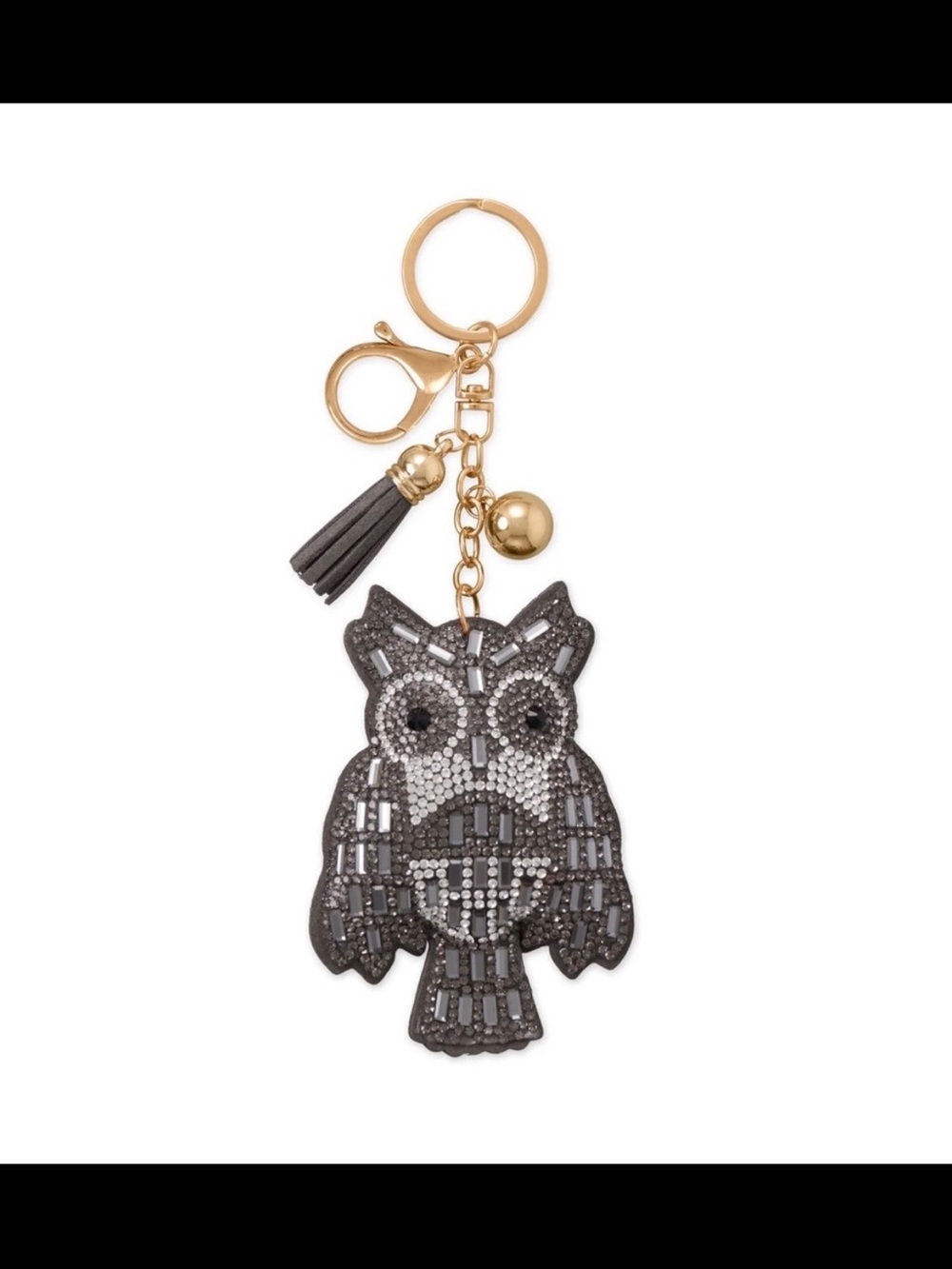New Grey Crystal Owl Bag
Charm with Gold Tone keychain